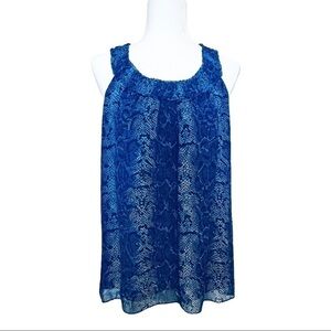 Inc International Top 100% Silk Blue Gray Snakeskin Print